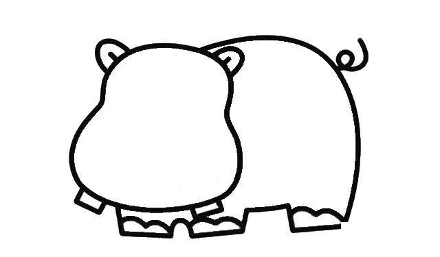 河马简笔画步骤图