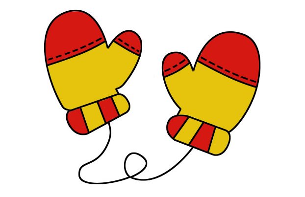 带颜色的手套简笔画