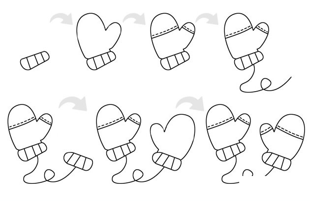 手套简笔画简单画法步骤图解