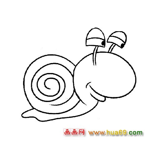 简笔画:爬行的小蜗牛