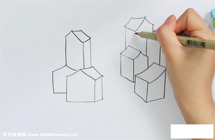 江南水乡风景简笔画