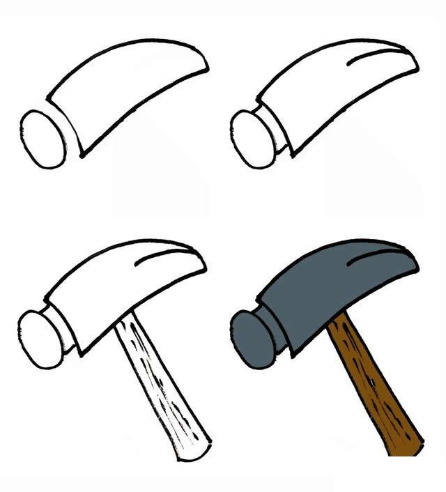 生活用品简笔画锤子的画法步骤图片