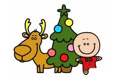 圣诞节主题简笔画彩色图片