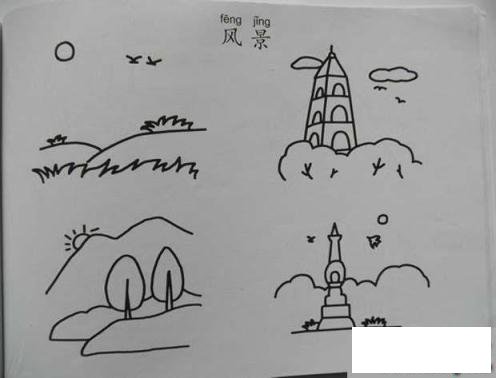 幼儿各种风景简笔画图片大全(四幅)