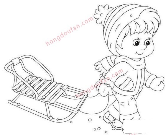 滑雪滑冰 简笔画涂色图案大全 涂色图片 第3张-红豆饭小学生简笔画大全 滑雪滑冰 简笔画涂色图案大全 涂色图片 第3张