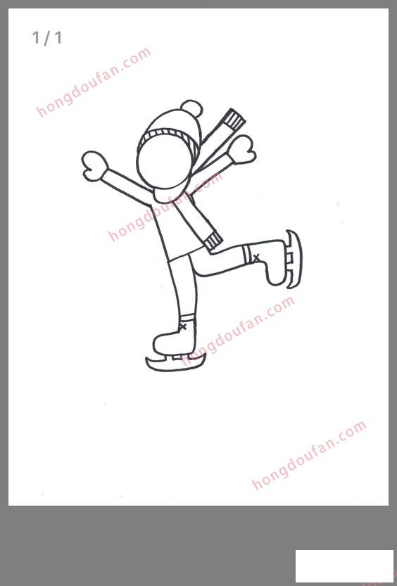 滑雪滑冰 简笔画涂色图案大全 涂色图片 第4张-红豆饭小学生简笔画大全 滑雪滑冰 简笔画涂色图案大全 涂色图片 第4张