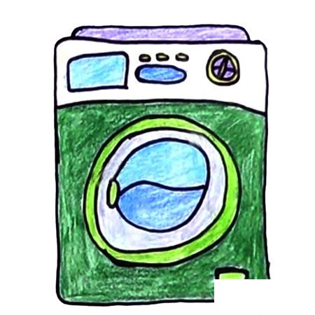 洗机简笔画填色图片