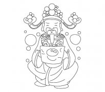 中国神话人物财神简笔画图片