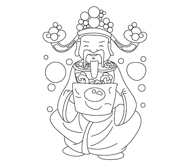 中国神话人物财神简笔画图片