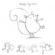 动物简笔画图片,快乐的松鼠