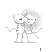 动物简笔画图片,开心的狮子