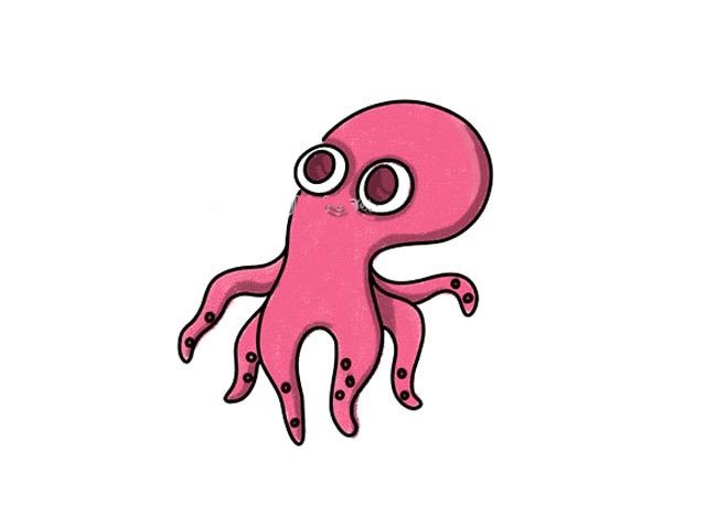可爱的章鱼简笔画彩色图片