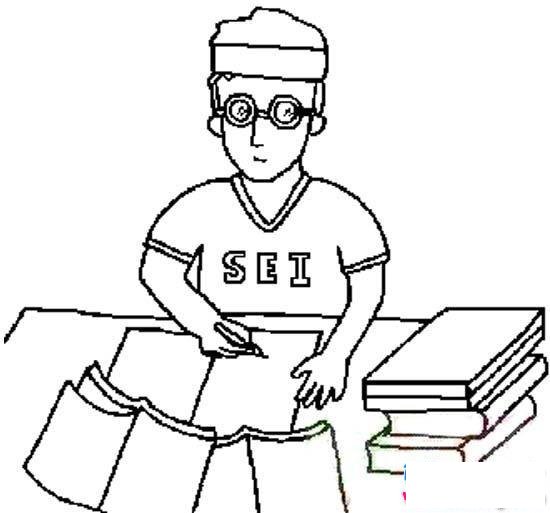 儿童人物简笔画:批改作业的老师