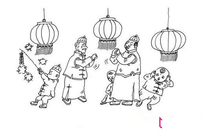 2017年春节人物简笔画,拜年的人简笔画