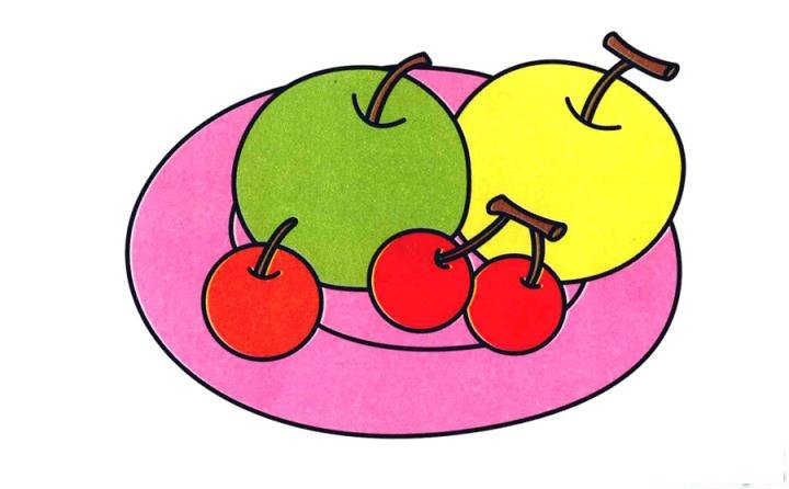 彩色简笔画果盘的图片教程