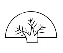 扇形大树简笔画彩色图片