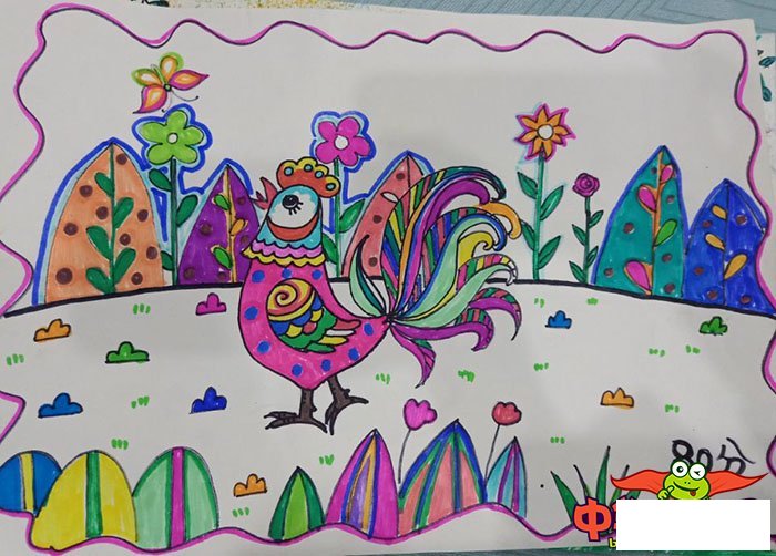 幼儿画画大全简单漂亮,神气的大公鸡