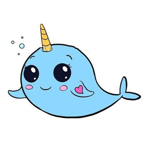 ​可爱的独角鲸简笔画步骤图