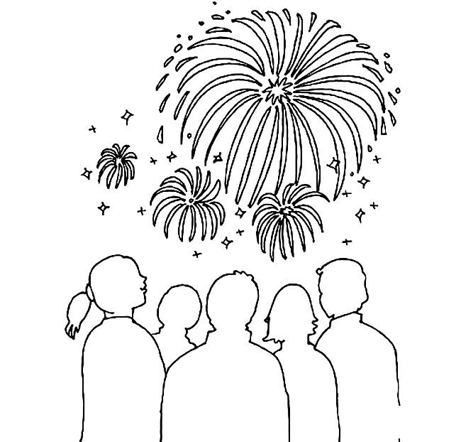 美丽的烟花风景简笔画步骤图片大全二