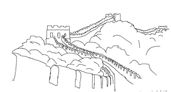 长城风景简笔画步骤图片大全