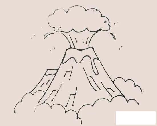 火山喷发简笔画