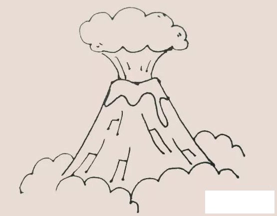 火山喷发简笔画
