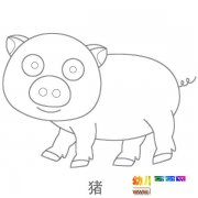 儿童简笔画图片：发晕的小猪