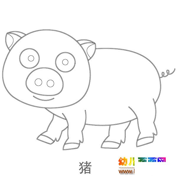 儿童简笔画图片:发晕的小猪
