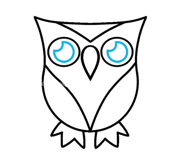 猫头鹰简笔画步骤图