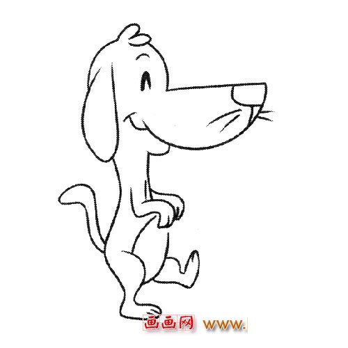 两脚走路的小狗简笔画1