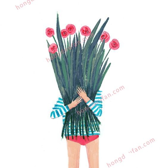 少女和鲜花 主题简笔画大全 简笔画 第7张-红豆饭小学生简笔画大全 少女和鲜花 主题简笔画大全 简笔画 第7张