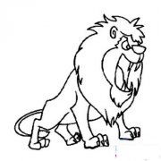 发恕吼叫的狮子简笔画