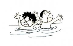 儿童溺水简笔画步骤图片大全