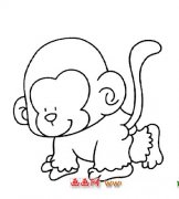 趴在地上的小猴子4(简笔画)