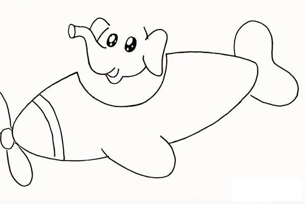 大象开飞机简笔画