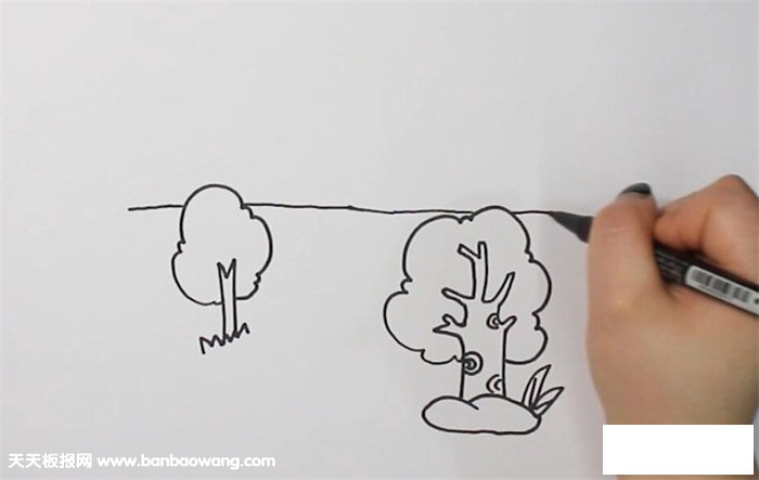 森林小溪简笔画