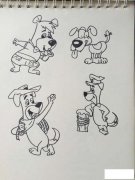 一组卡通小狗简笔画手账素材大全