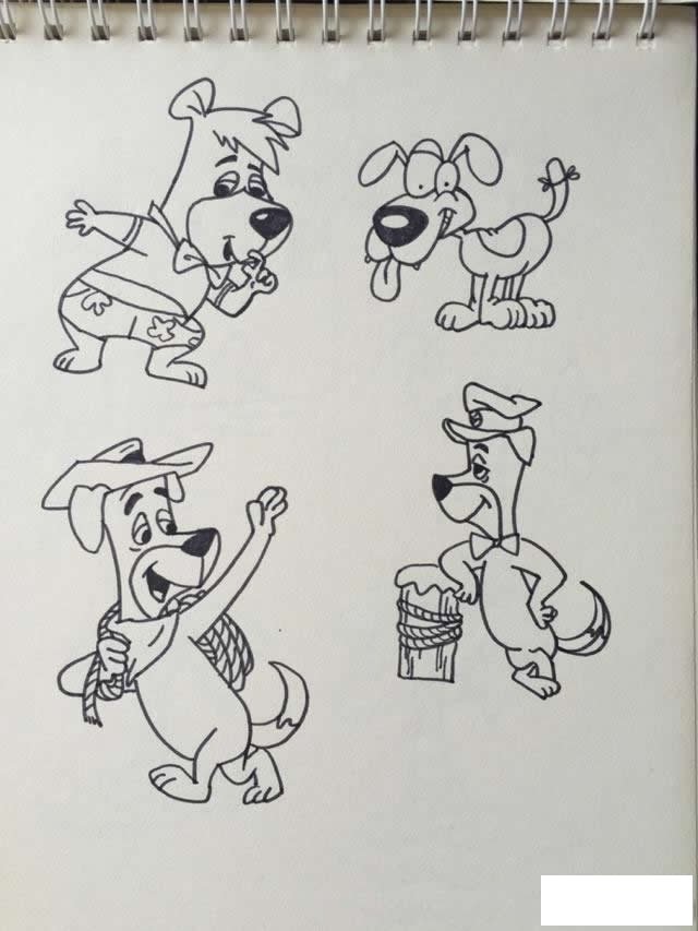 卡通小狗简笔画手账素材