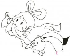 卡通中秋节嫦娥奔月简笔画