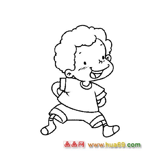 人物简笔画:做游戏的小男孩4