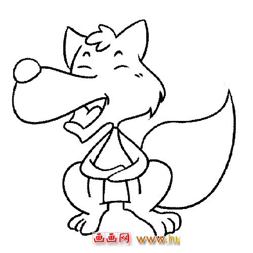 简笔画:开心的大灰狼2