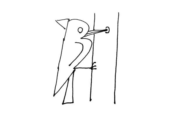 啄木鸟简笔画步骤图