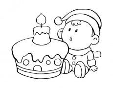 小朋友和生日蛋糕简笔画图片