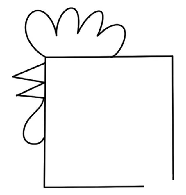 方形公鸡简笔画步骤图