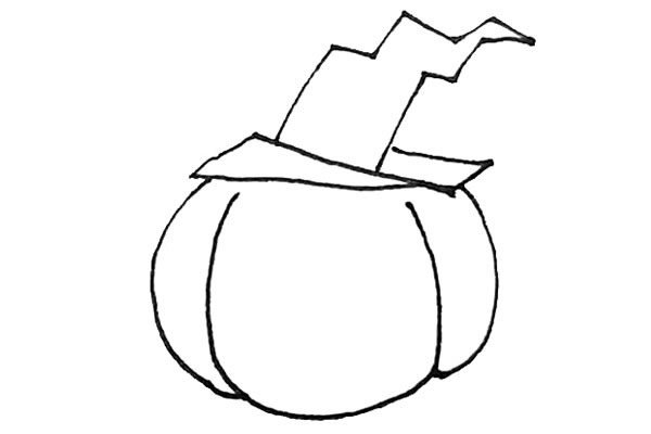 戴着女巫帽的南瓜头简笔画