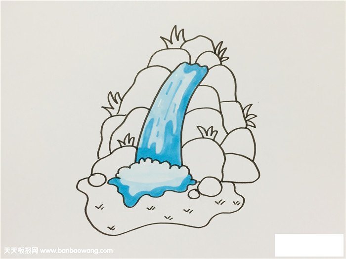 小学生怎么画瀑布