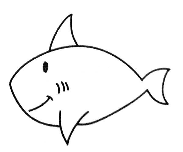 6款卡通鲨鱼简笔画图片