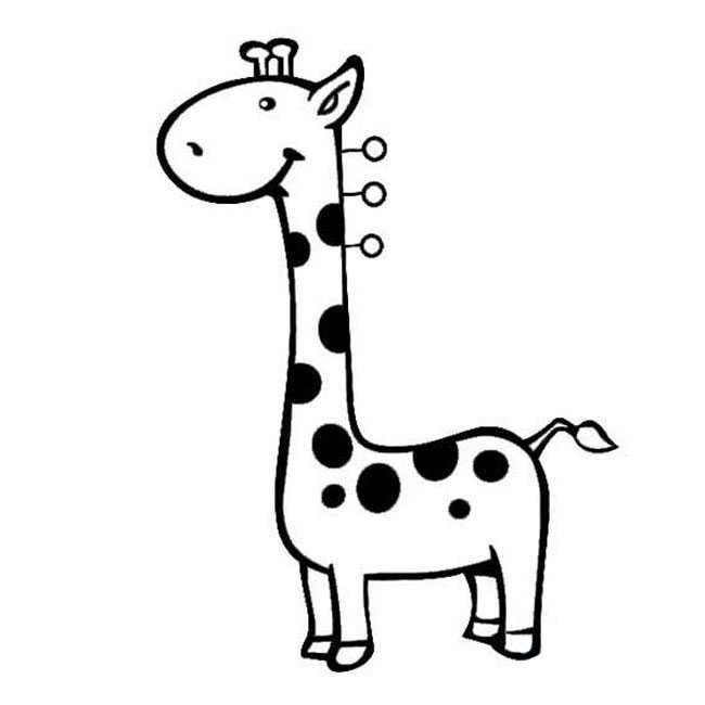 卡通长颈鹿动物简笔画步骤图片大全