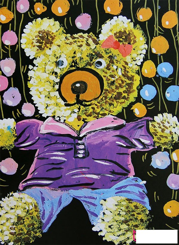 可爱的娃娃熊，可爱的儿童画图片