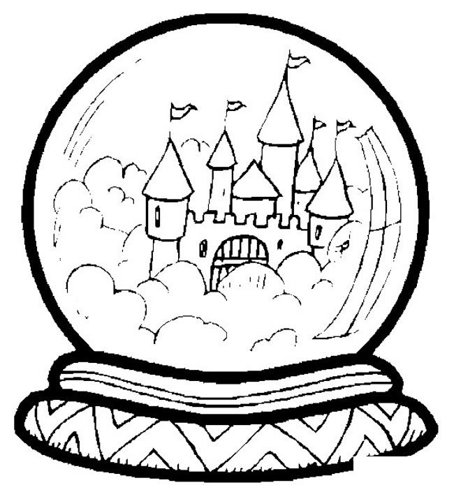 水晶球里的城堡物品简笔画步骤图片大全